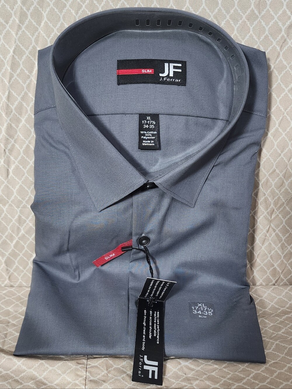 NWT J. Ferrar Castle Rock Gray Slim Fit Button Down Men's XL